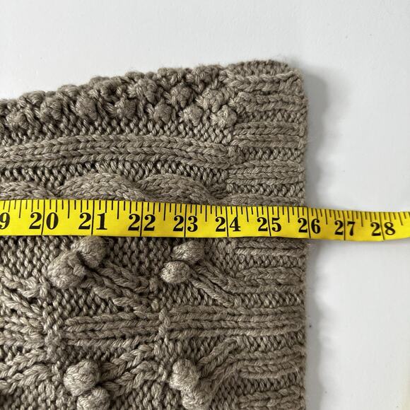 Alps Sweater Womens Medium Beige Button Bobbles Chunky Cable Cardigan Wool Poms - Picture 10 of 12